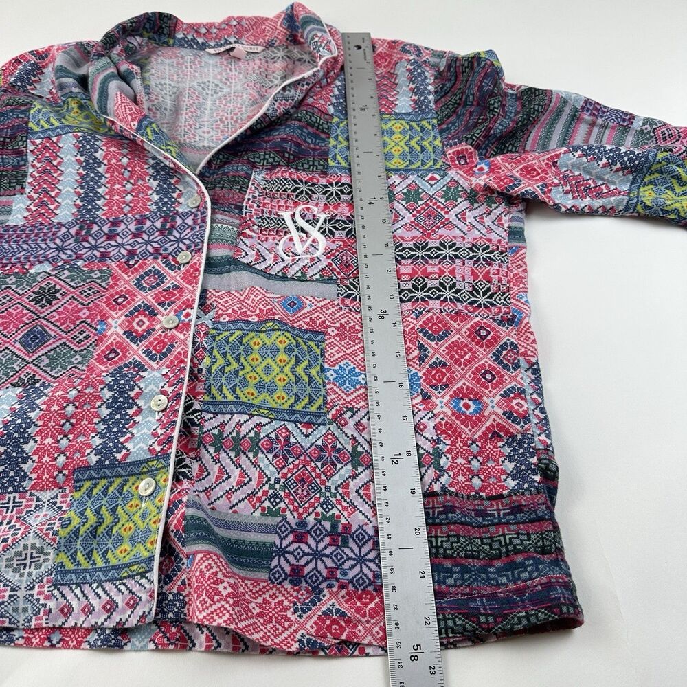 Victoria's Secret 2PC Pajama Set  Women's XS Pink Patchwork Americana Country - Picture 9 of 12